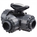 Βάνα σφαιρική pvc 3 Way dual block T Bore TKDIV Fip