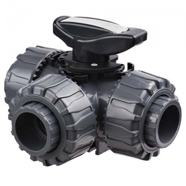 Βάνα σφαιρική pvc 3 Way dual block L Bore LKDIV Fip
