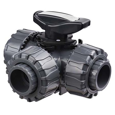 Ball valve pvc 3 Way dual block L Bore LKDIV Fip