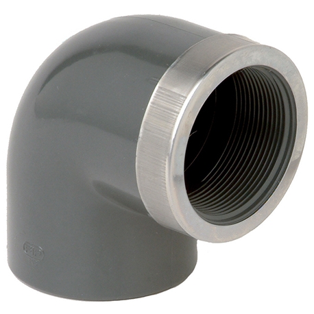 Γωνία pvc-u 90° μικτό θηλυκό σπείρωμα κολλητό ενισχυμένο Fip