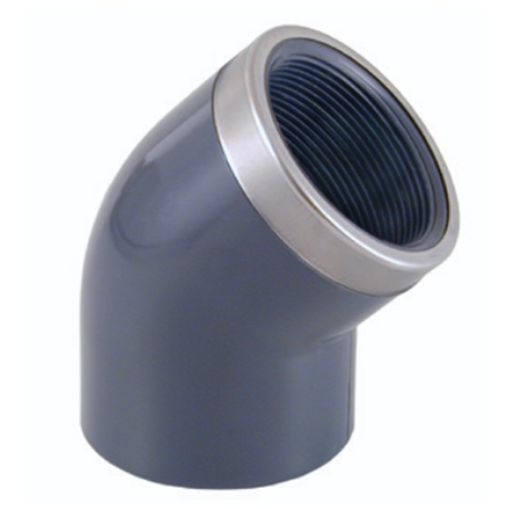 Elbow pvc-u 45º female thread socket reinforced Cepex