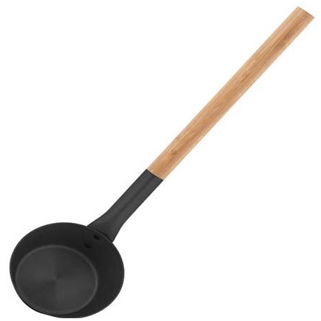 Sauna black aluminium ladle with a woodenhandle Rento