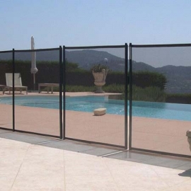Protective pool fence with mesh AS